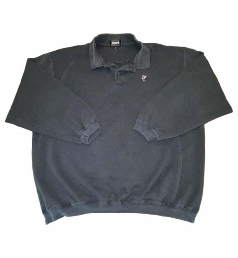 Ashworth Long Sleeve Polo Pullover Sweatshirt Black